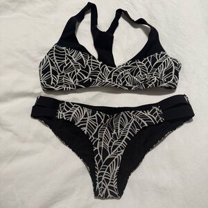 Lululemon Black and White Leaf Bikini Set